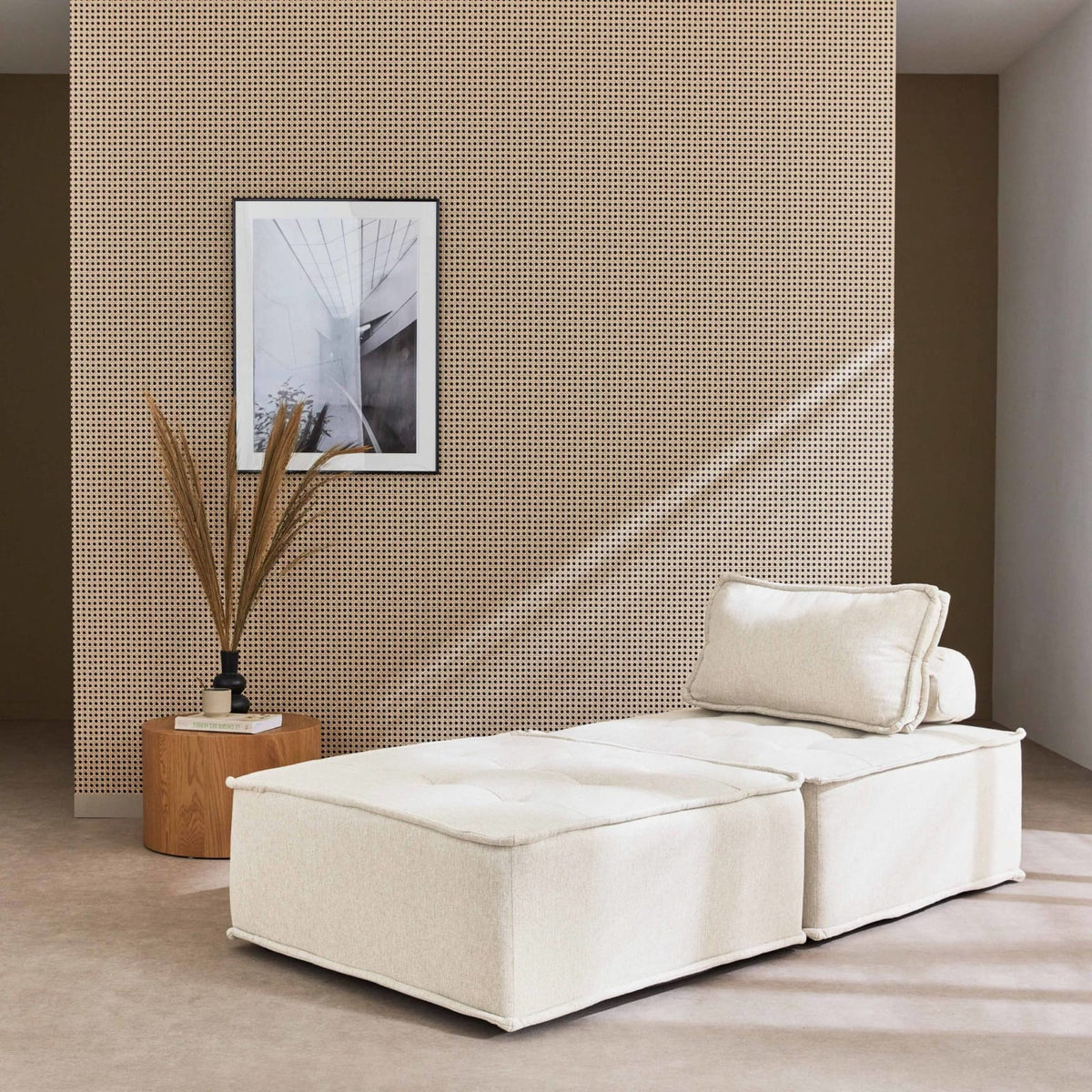 Lot de 2 Chauffeuses Modulables en Tissu Capitonné Crème crème - vue 5