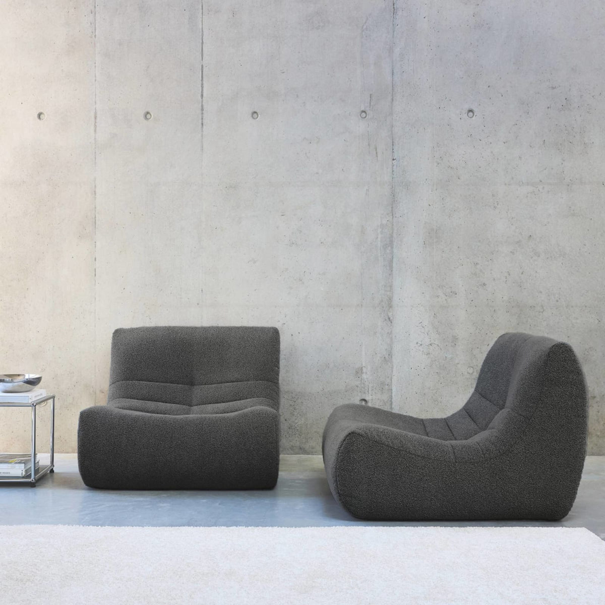 Lot de 2 Chauffeuses Modulables en Bouclette Texturée Anthracite anthracite - vue 3