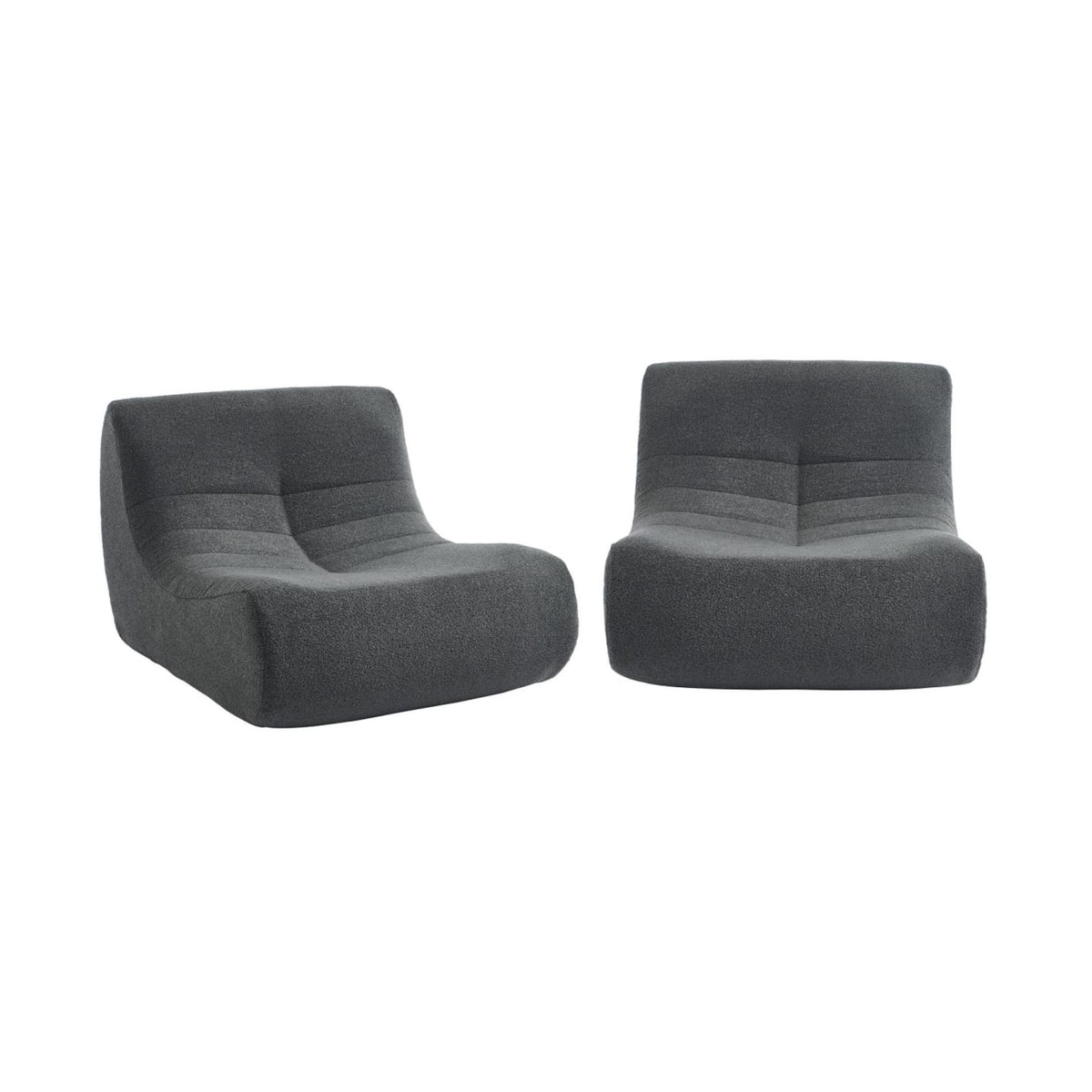 Lot de 2 Chauffeuses Modulables en Bouclette Texturée Anthracite anthracite - vue 1