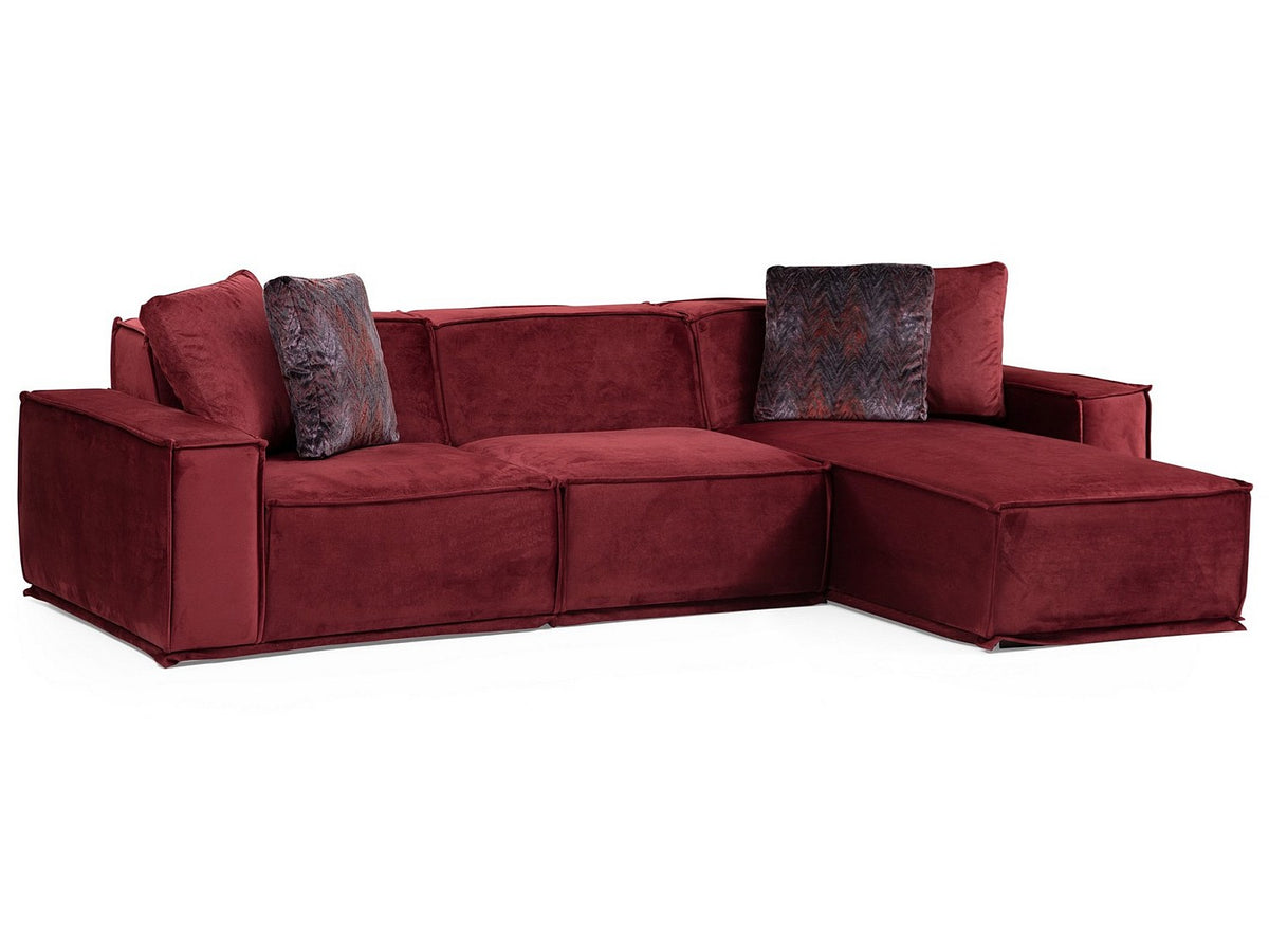 Angle pour canapé modulable rouge velours