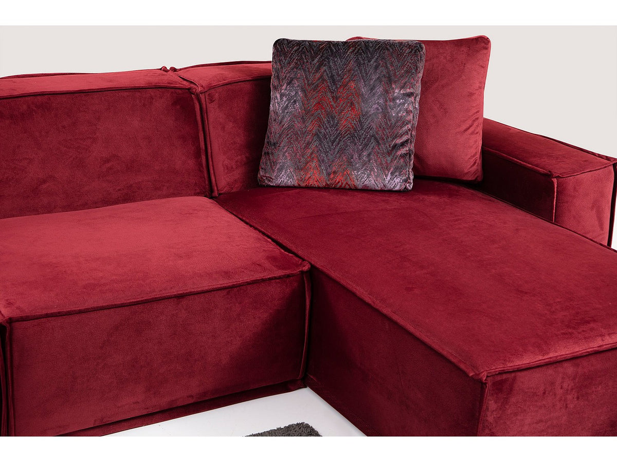 Angle pour canapé modulable rouge velours