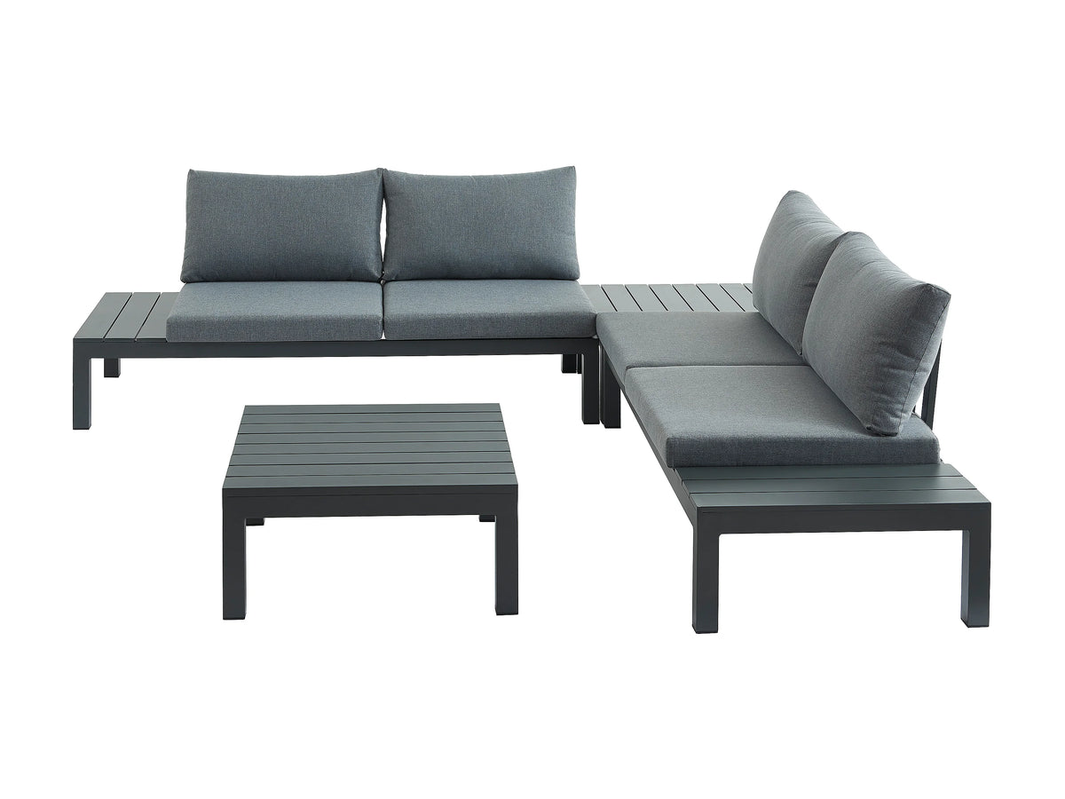 Canapé Modulable Extérieur d'Angle 4 Places Aluminium Anthracite - RISILI - vue 3