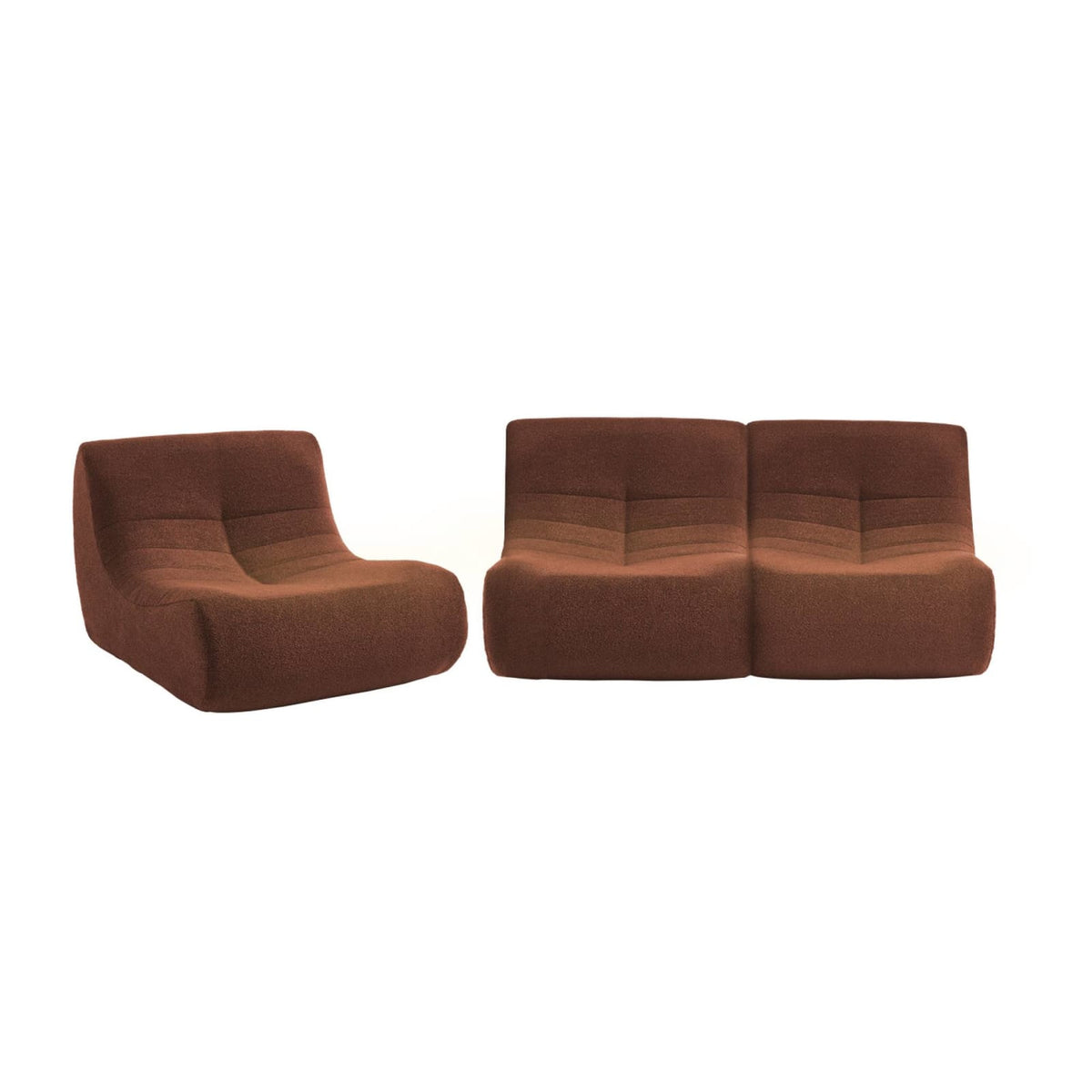 Lot de 3 Chauffeuses Modulables en Bouclette Texturée Terracotta Terracotta - vue 5