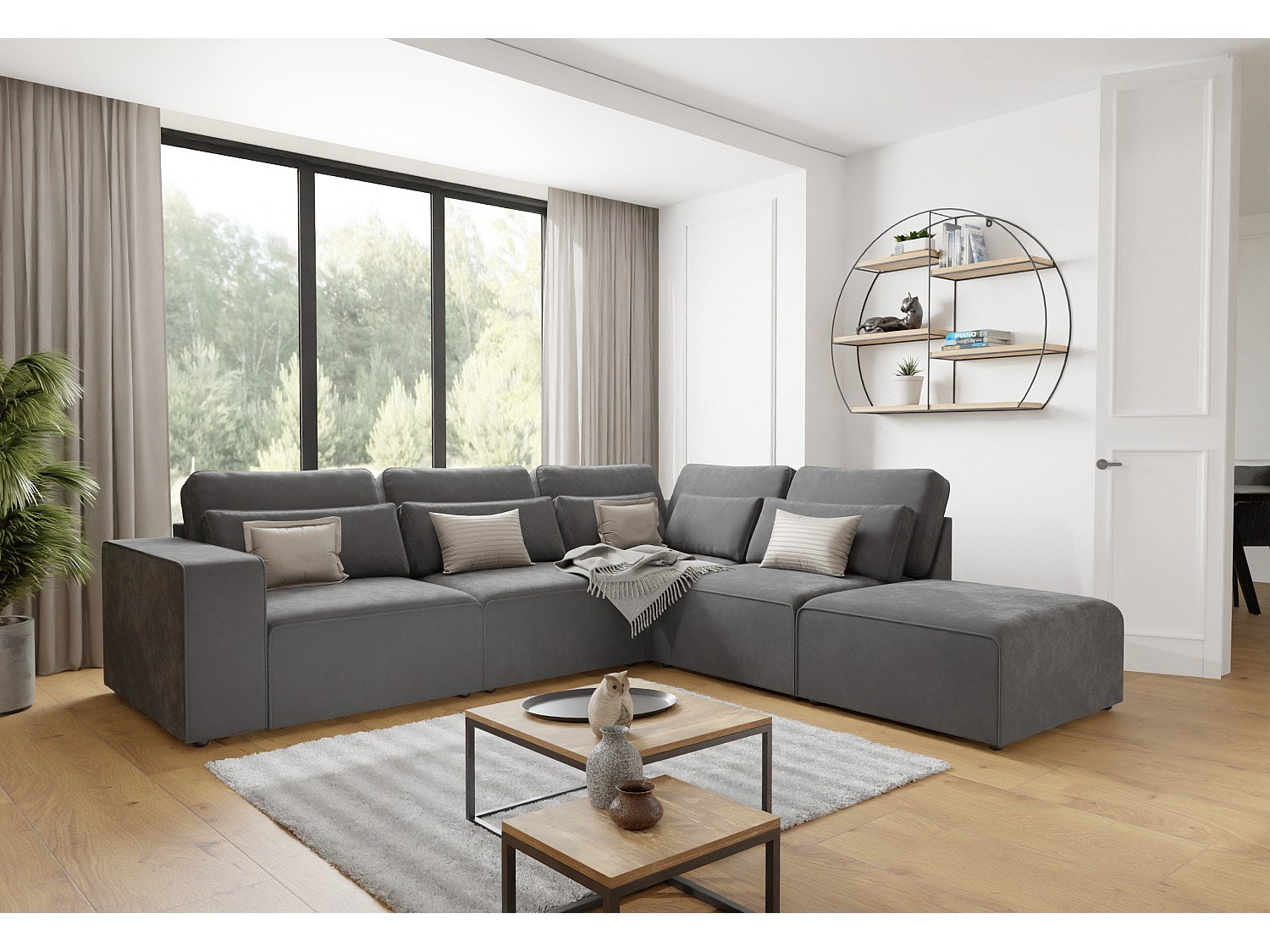 Canapé modulable gris velours