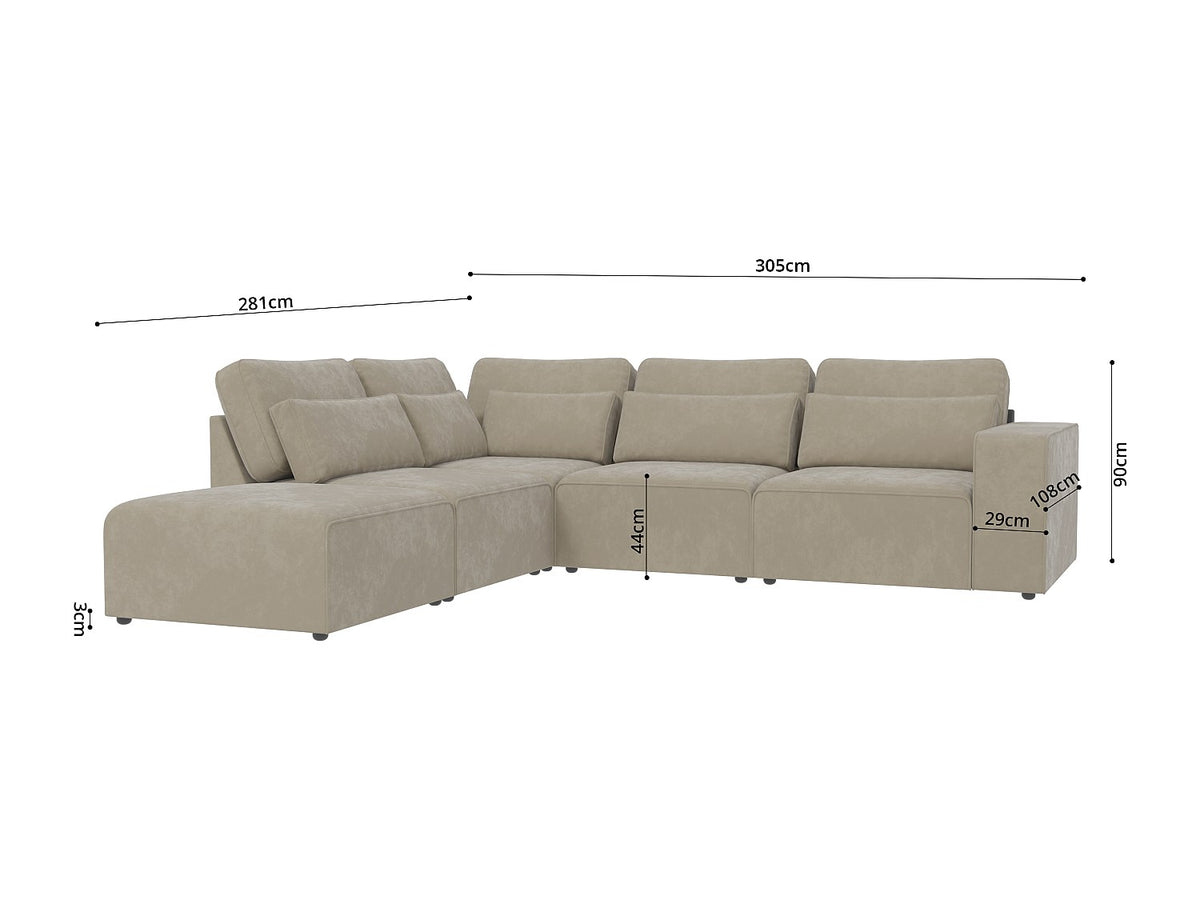 Canapé modulable beige velours