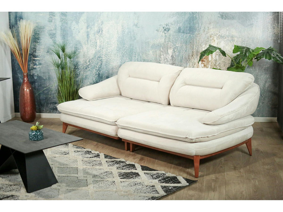 Canapé modulable 3 places beige velours