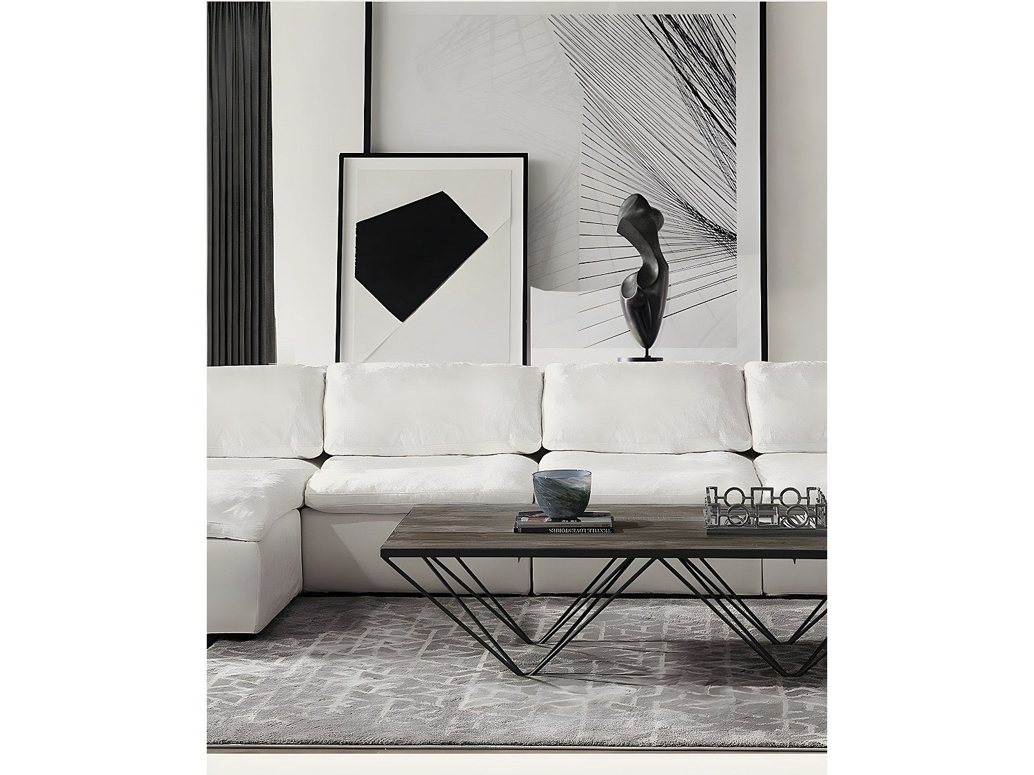 Angle pour canapé modulable blanc tissu