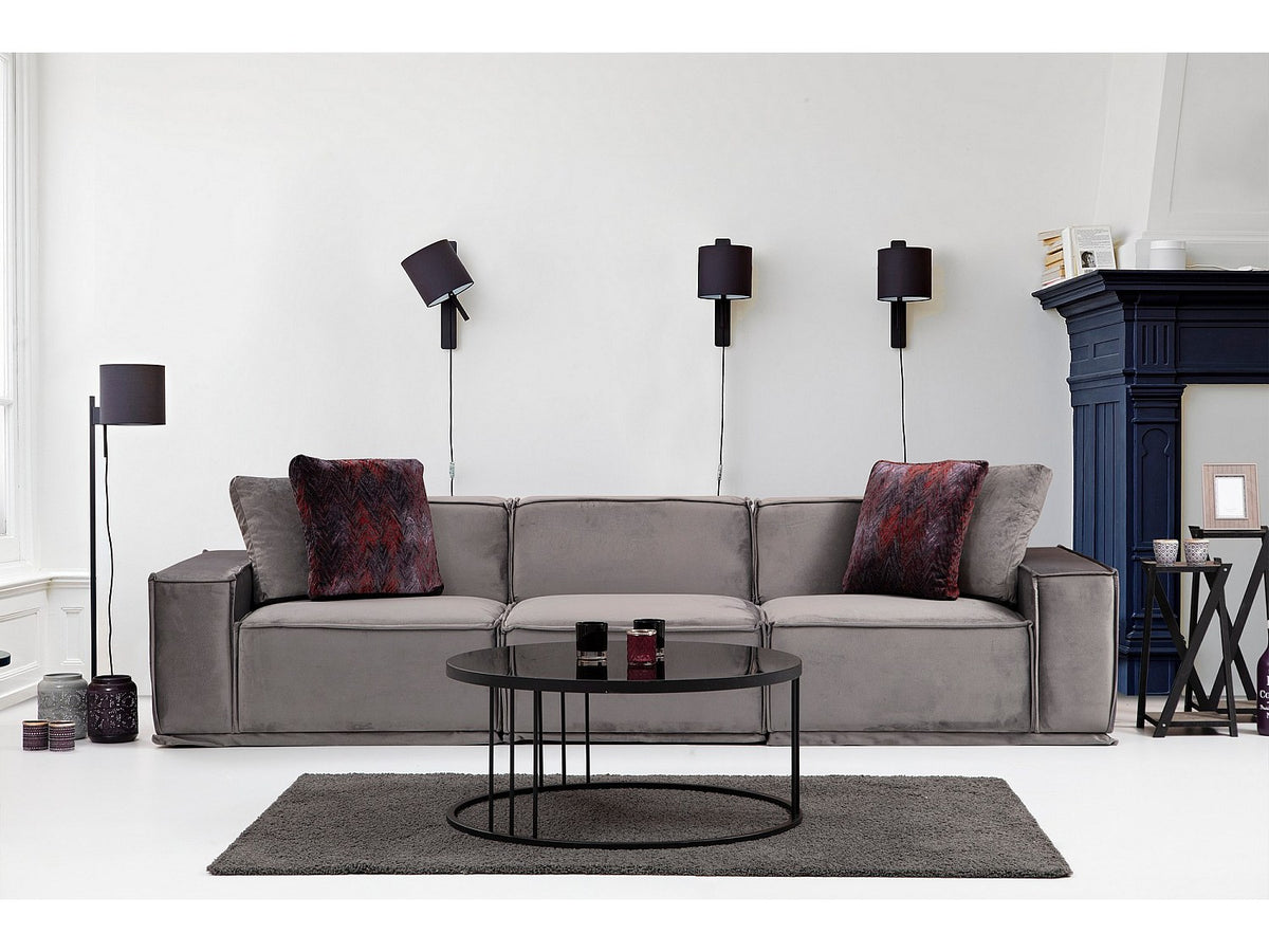 Canapé modulable 2 places gris tissu
