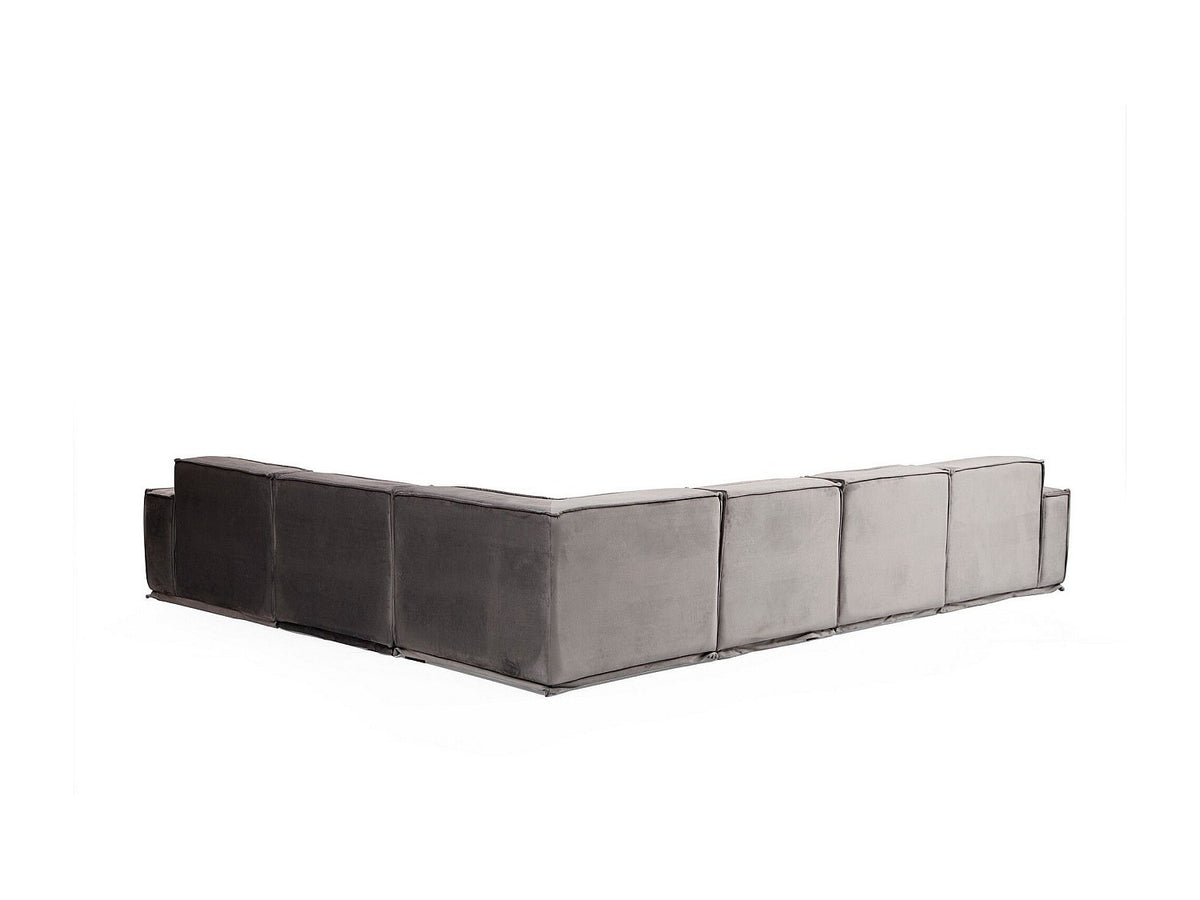 Canapé modulable 5 places gris velours