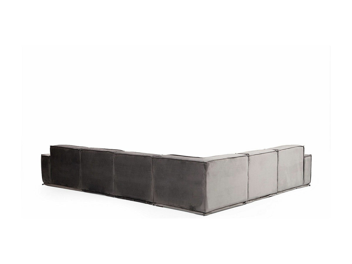 Canapé modulable 5 places gris velours