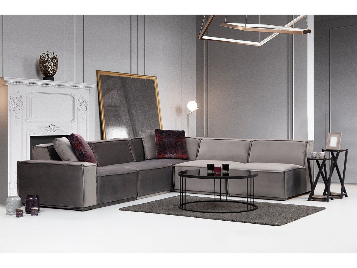 Canapé modulable 4 places gris velours