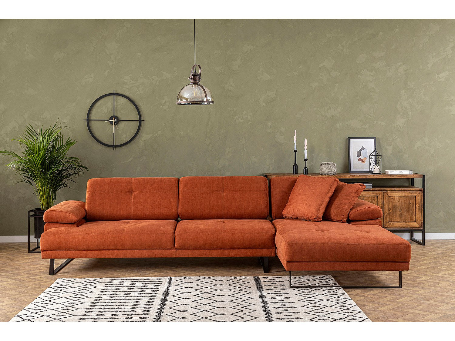 Canapé modulable orange tissu