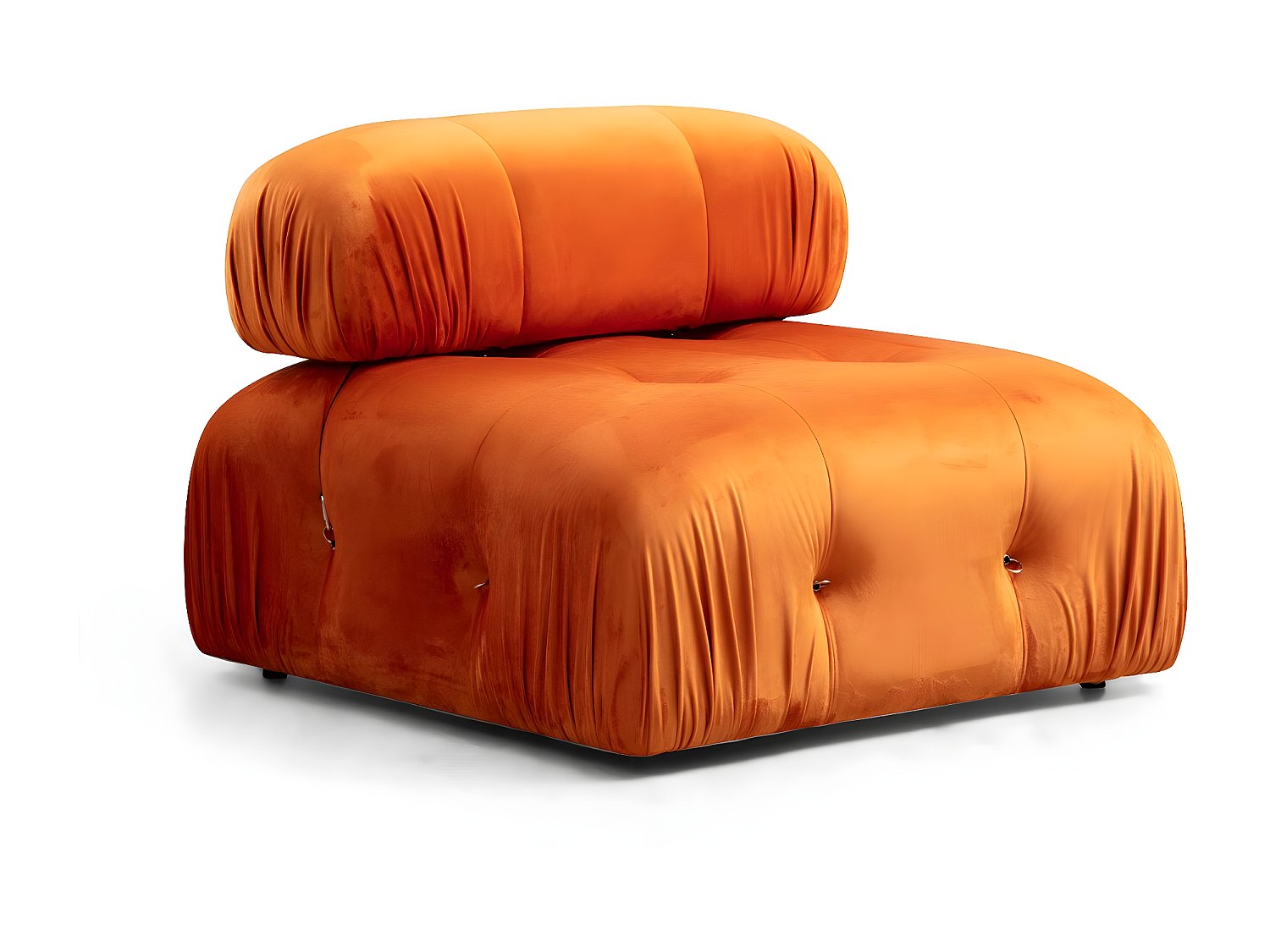 Pouf pour canapé modulable 4 places orange velours