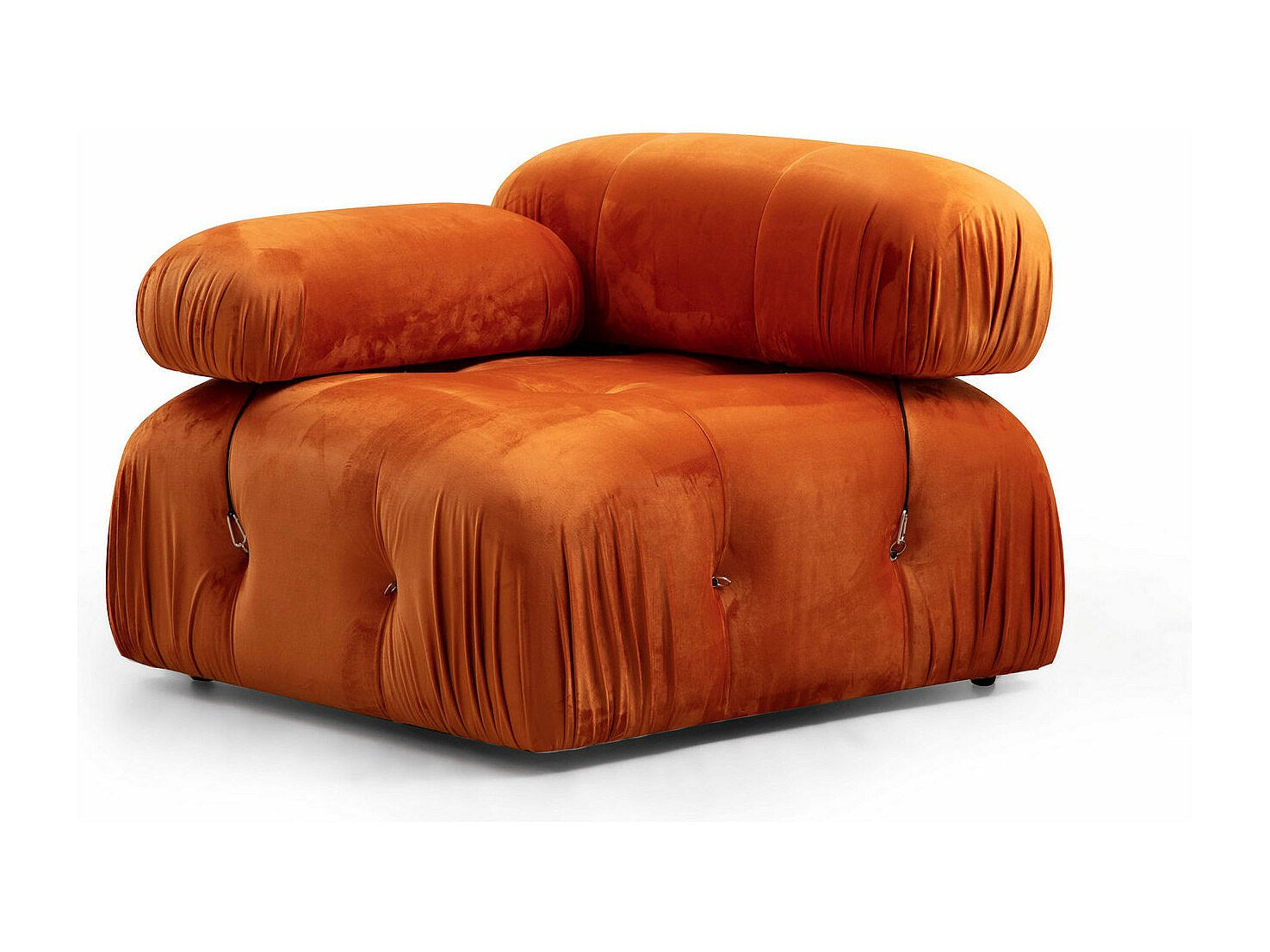 Pouf pour canapé modulable 4 places orange velours