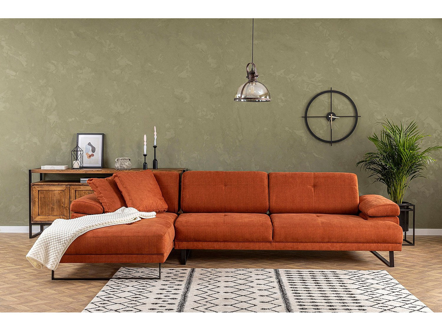 Canapé modulable orange tissu