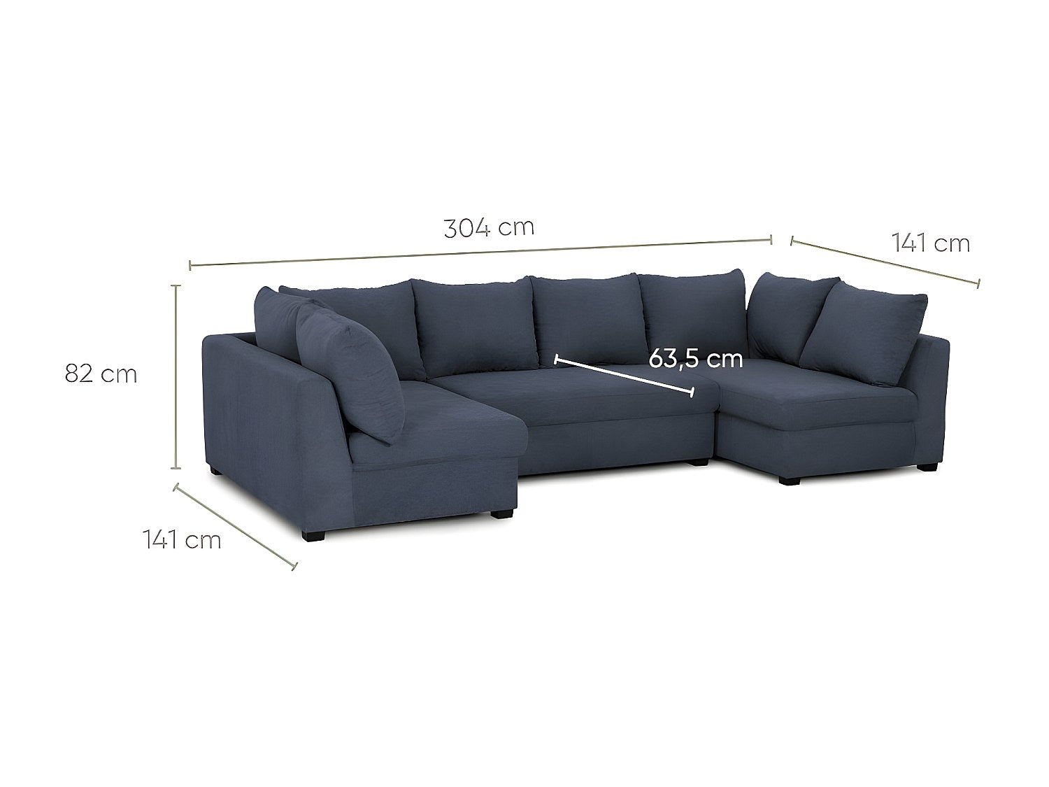 Canapé modulable 5 places bleu tissu