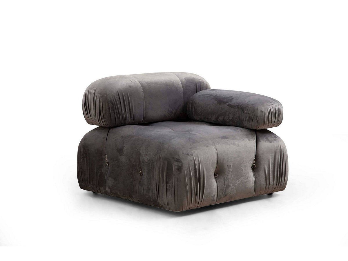 Angle pour canapé modulable 4 places gris velours - Bubble