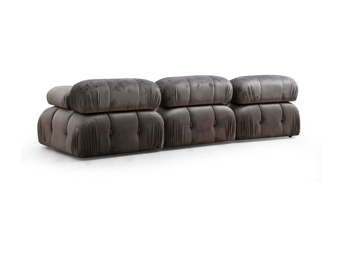 Canapé modulable 3 places gris velours - Bubble