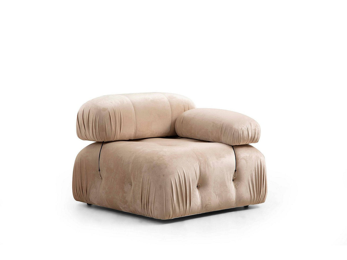 Angle pour canapé modulable 4 places beige velours - Bubble