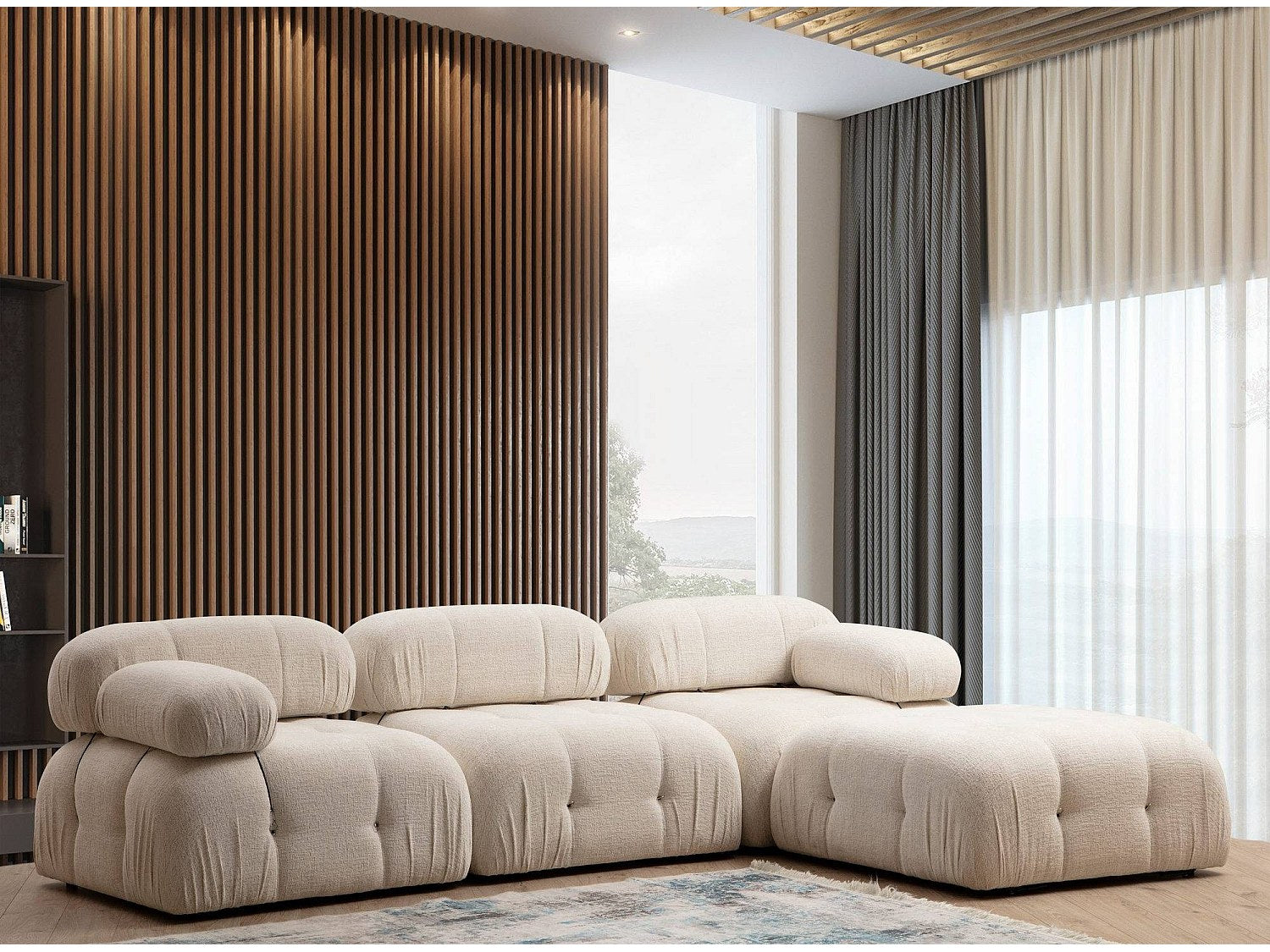Angle pour canapé modulable 4 places beige velours - Bubble