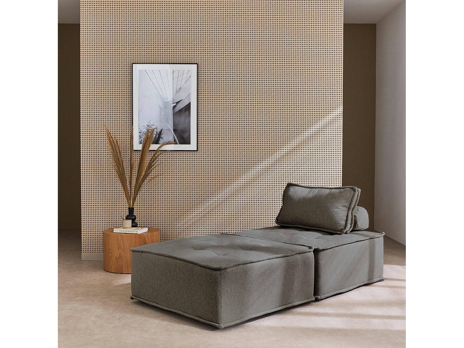Chauffeuse modulable gris tissu