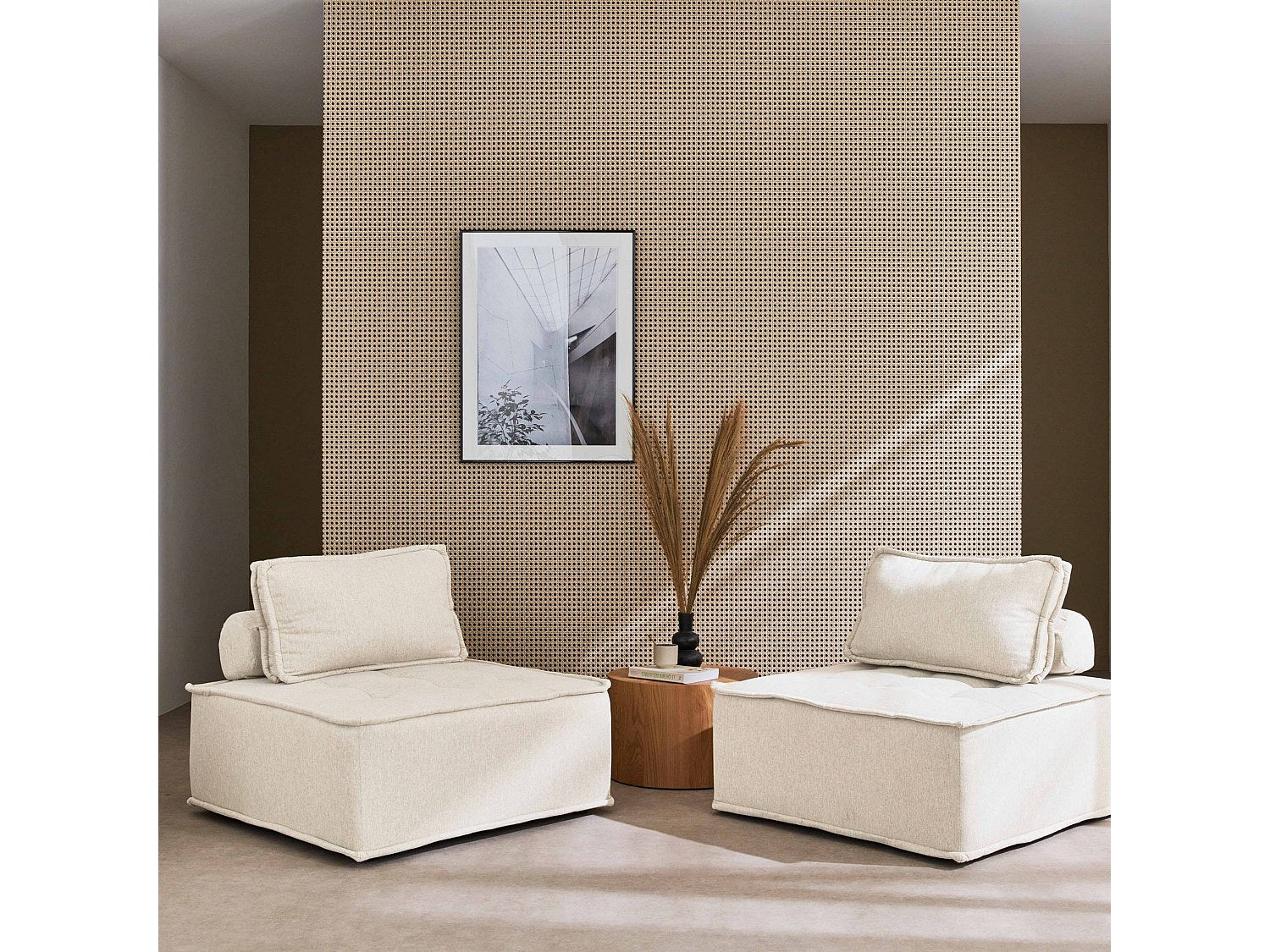 Chauffeuse modulable beige tissu