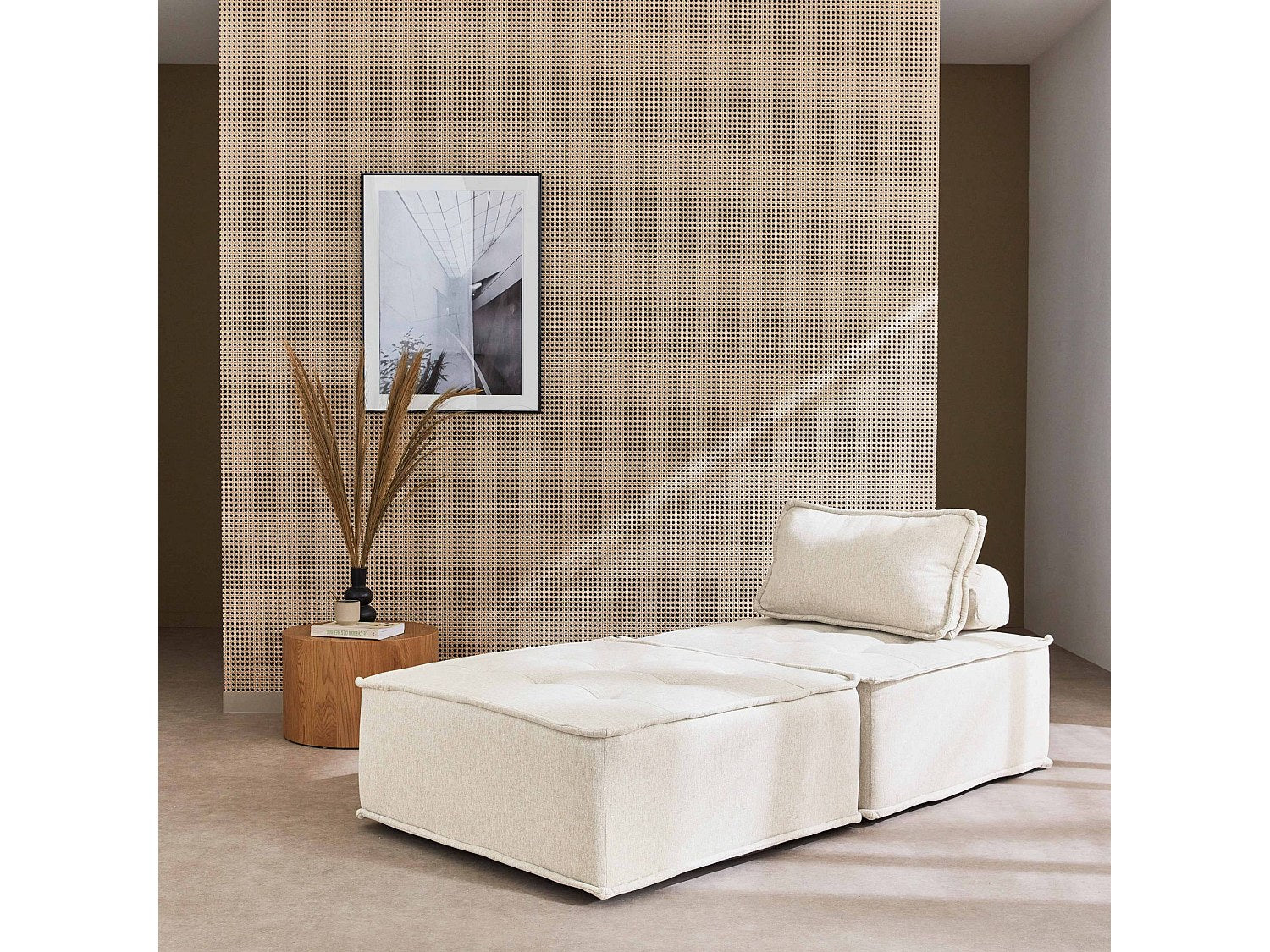 Chauffeuse modulable beige tissu