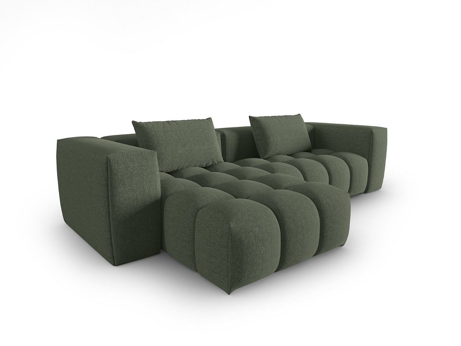 Canapé modulable 3 places vert tissu