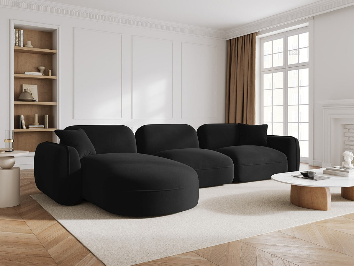 Canapé modulable 4 places noir velours