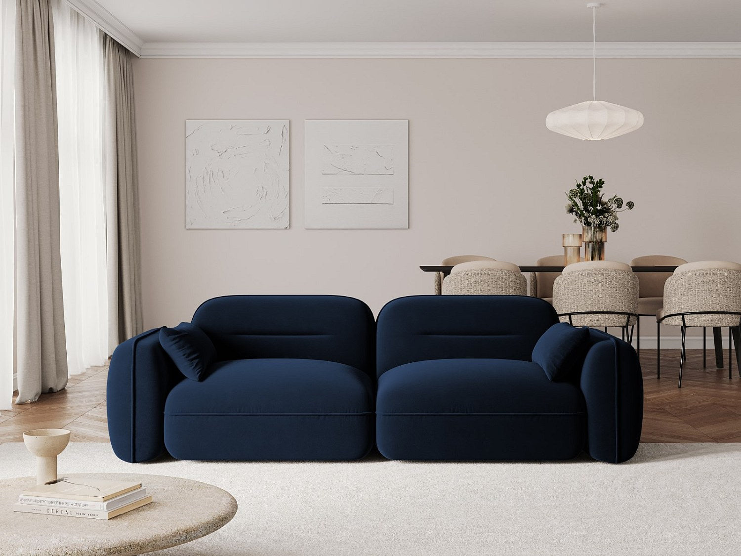 Canapé modulable 3 places bleu velours