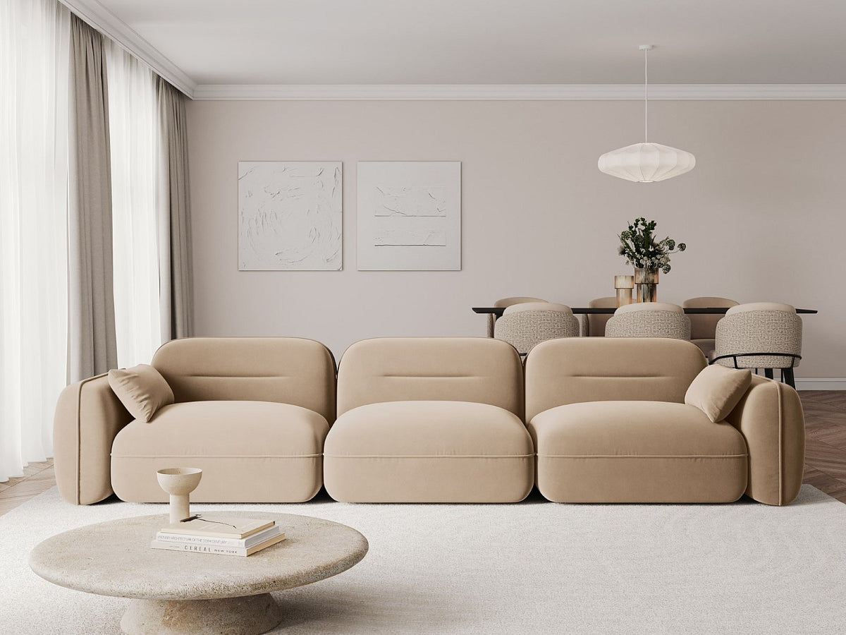 Canapé modulable 4 places marron velours
