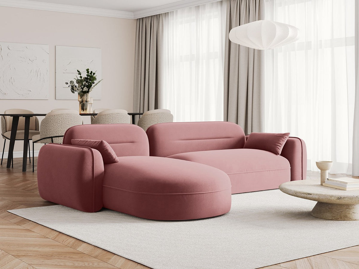 Canapé modulable 4 places rose velours