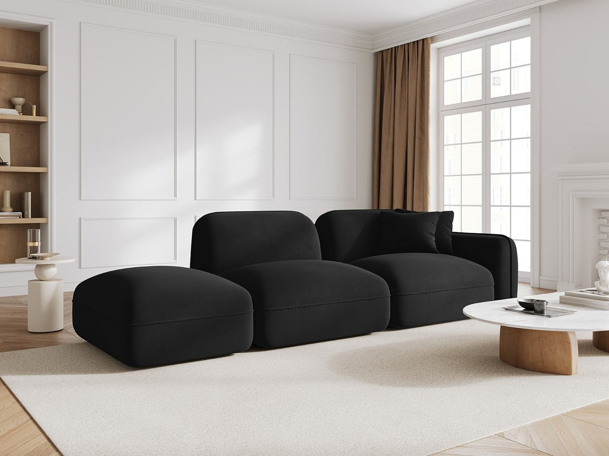 Canapé modulable 3 places noir velours