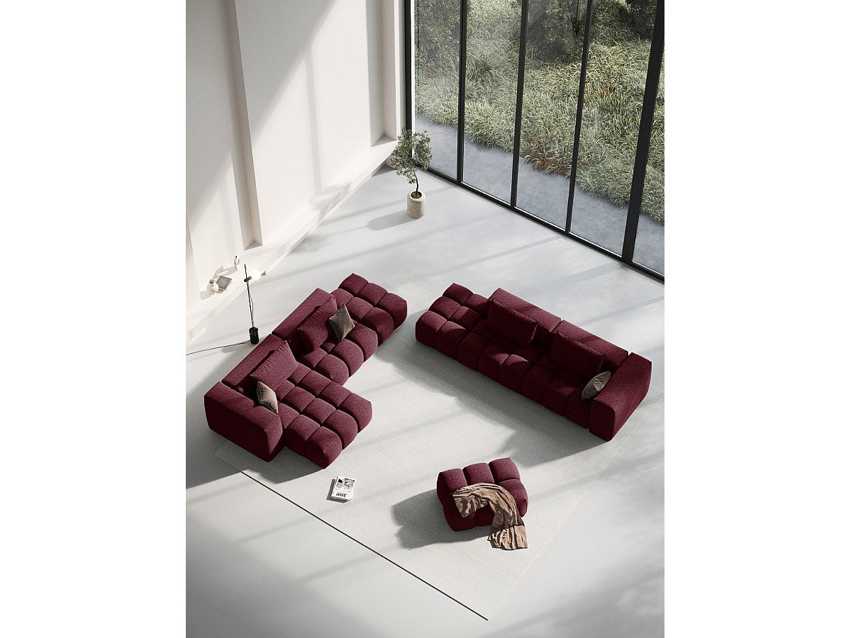 Canapé modulable 3 places rouge tissu