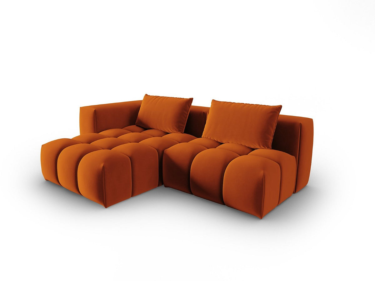 Canapé modulable 3 places orange velours