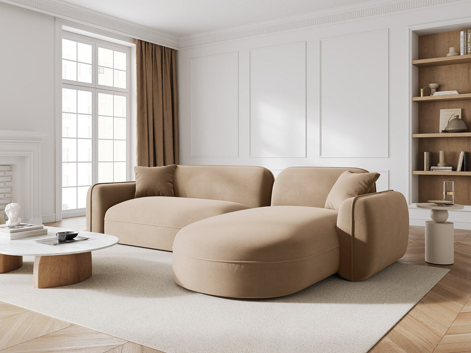Canapé modulable 4 places marron velours