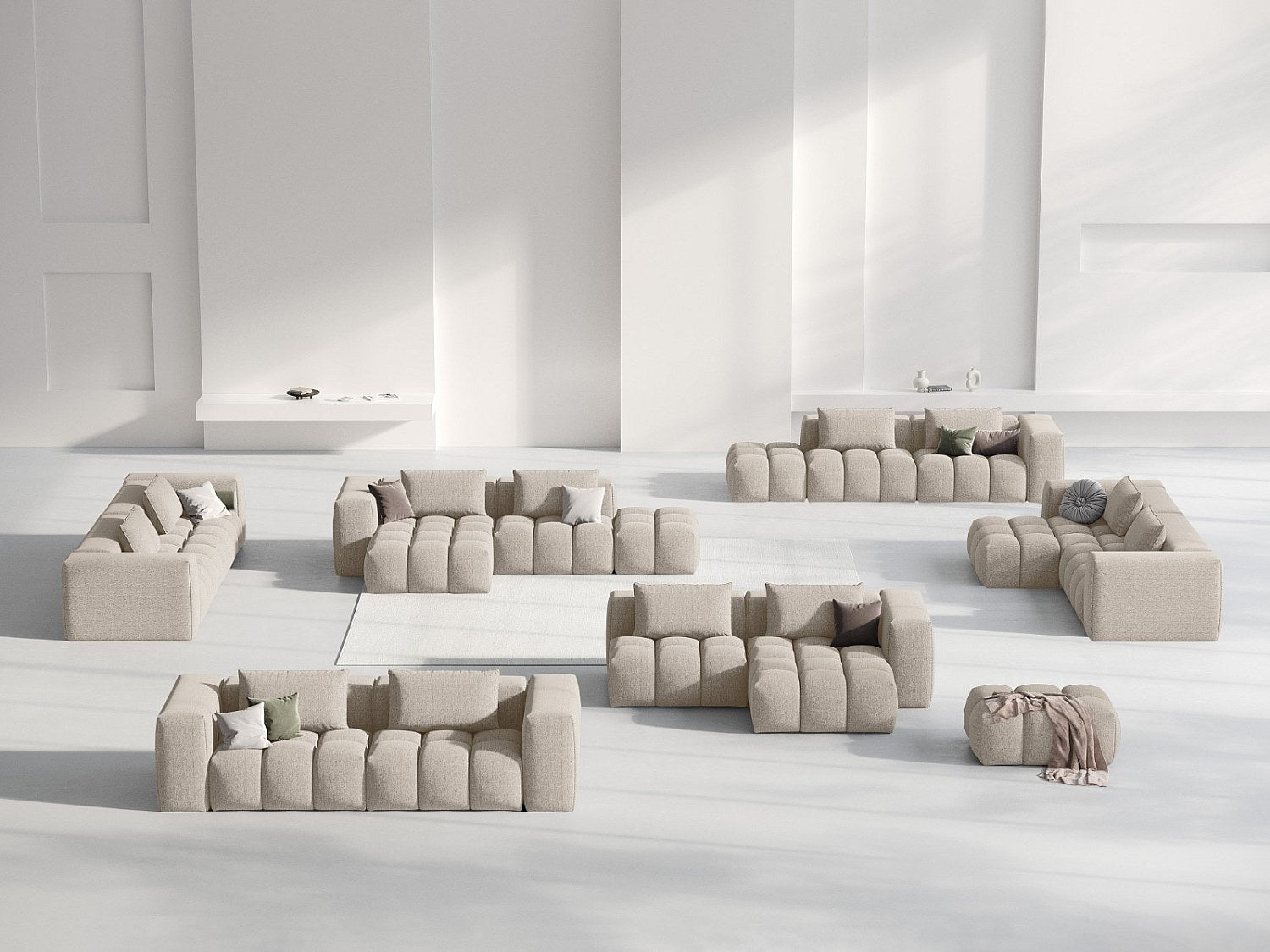 Canapé modulable 3 places marron tissu