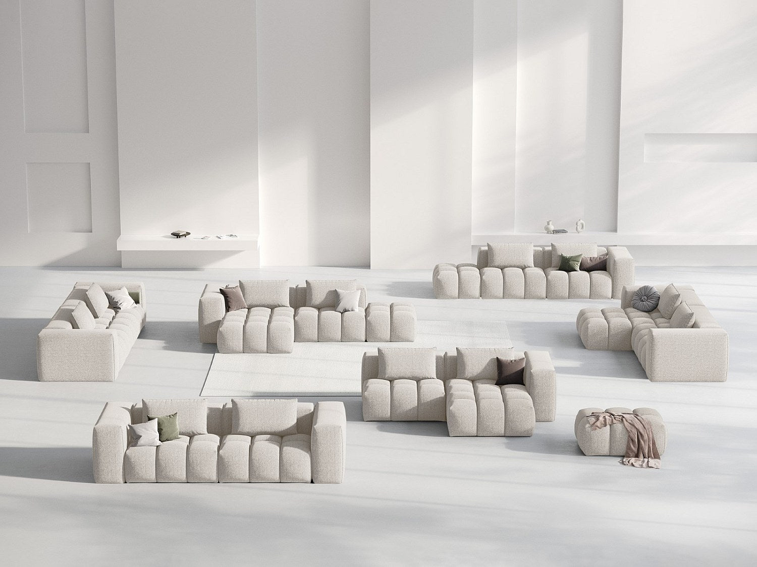 Canapé modulable 3 places beige tissu