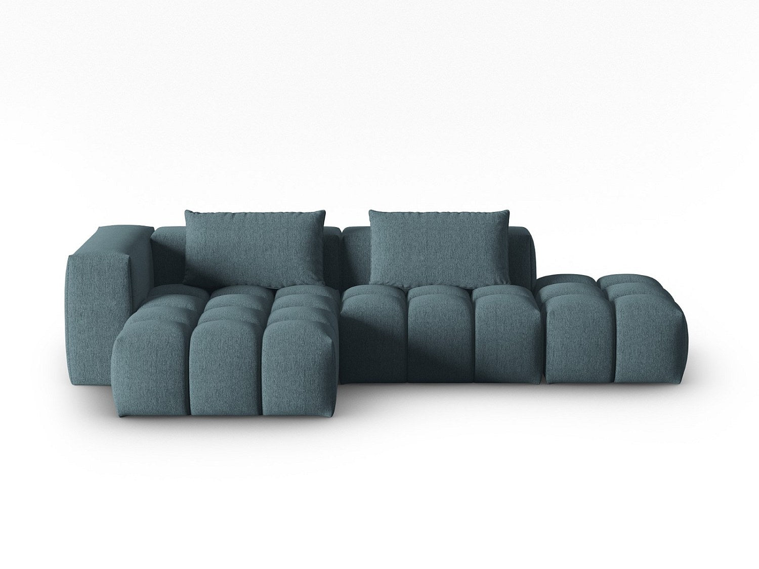 Canapé modulable 4 places bleu tissu