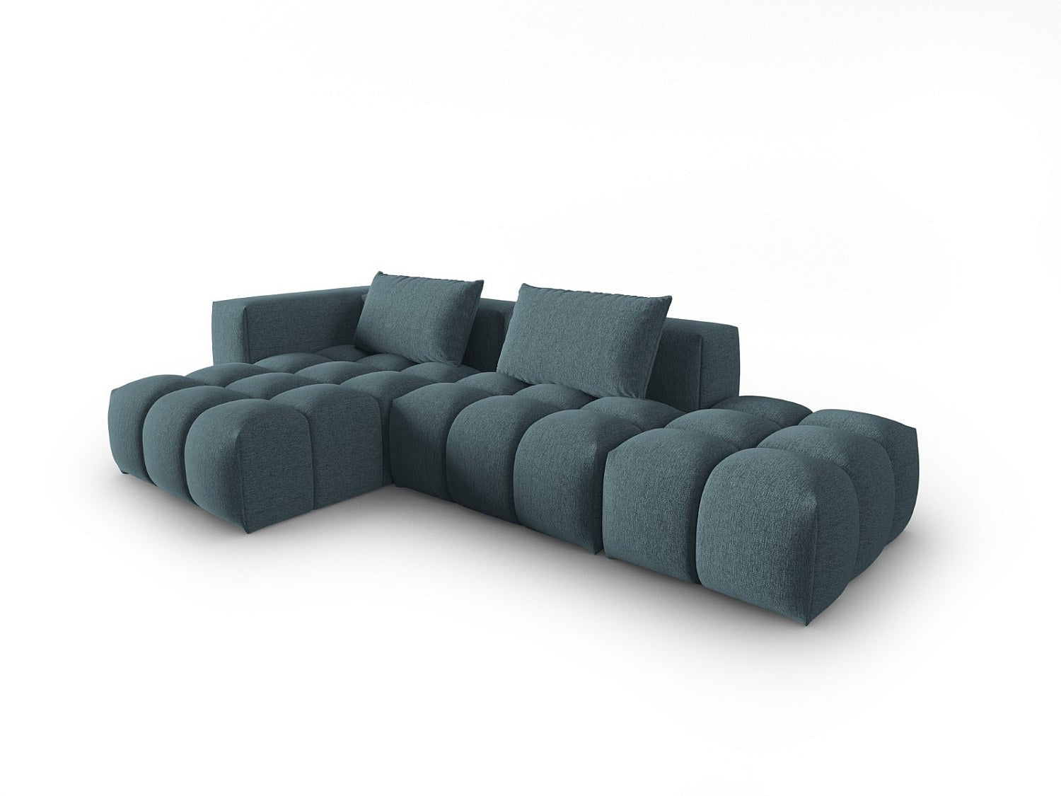 Canapé modulable 4 places bleu tissu