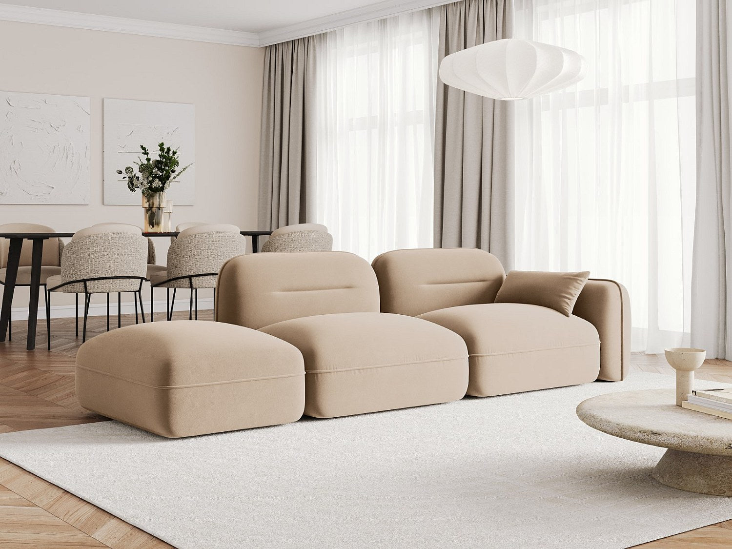 Canapé modulable 3 places marron velours