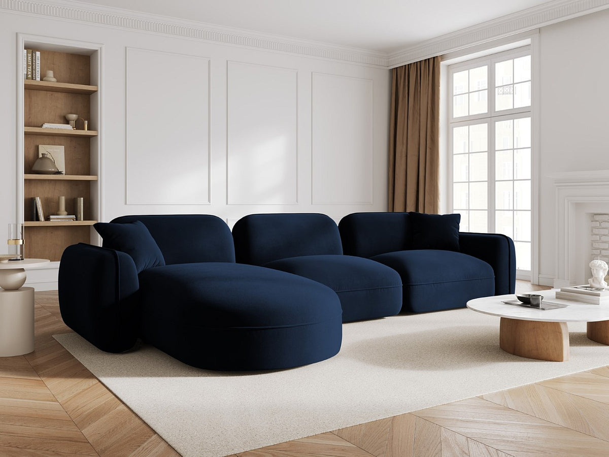 Canapé modulable 4 places bleu velours