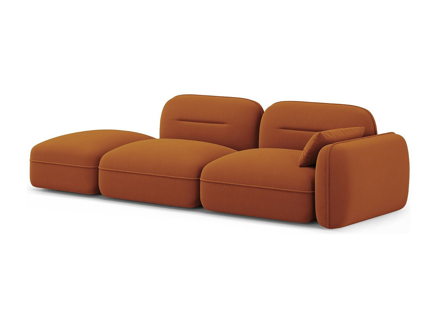 Canapé modulable 3 places orange velours