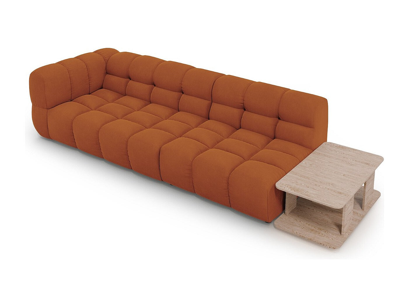 Canapé modulable 4 places orange velours