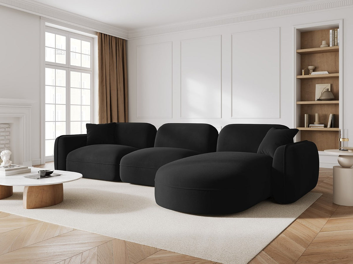 Canapé modulable 4 places noir velours