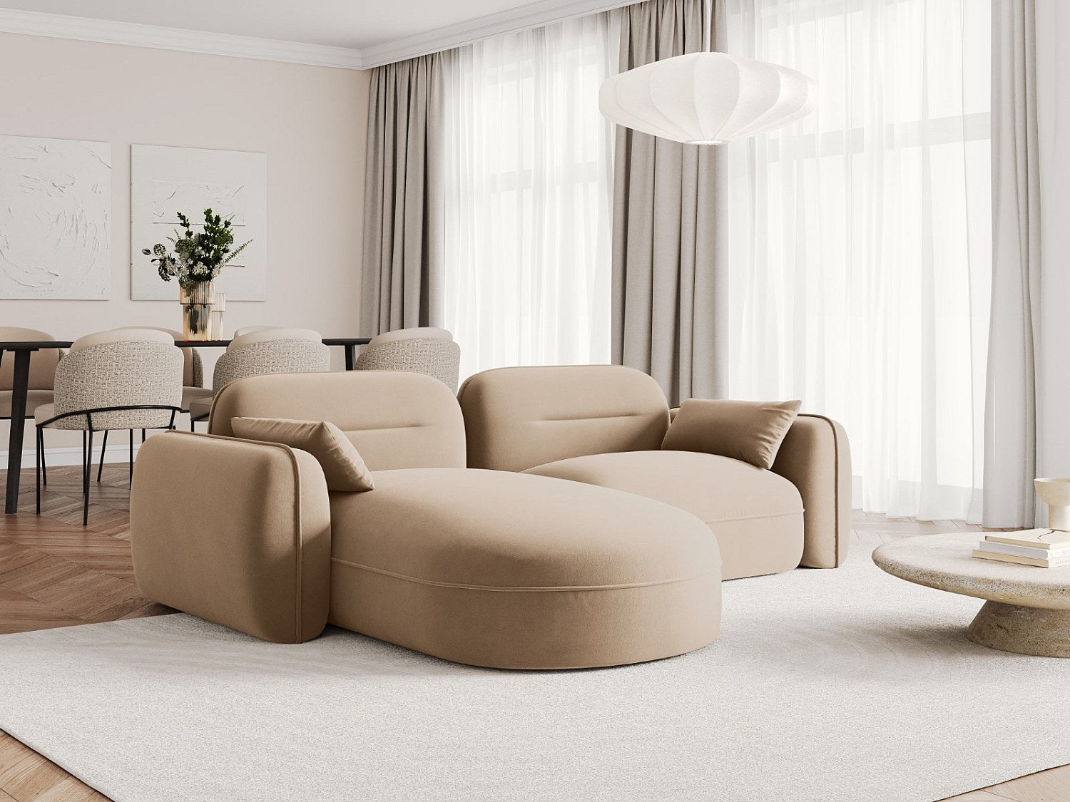 Canapé modulable 3 places marron velours