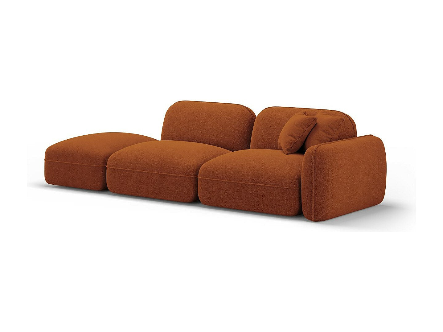 Canapé modulable 3 places orange velours