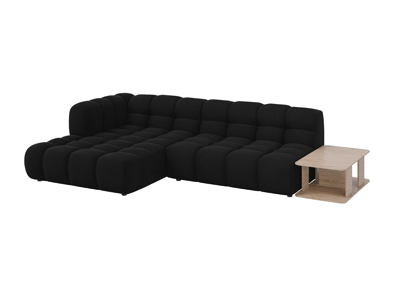 Canapé modulable 4 places noir velours