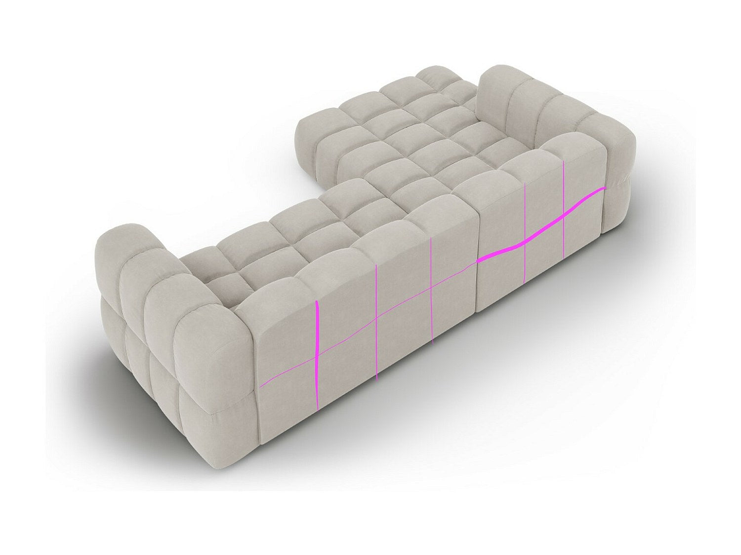 Canapé modulable 4 places beige velours