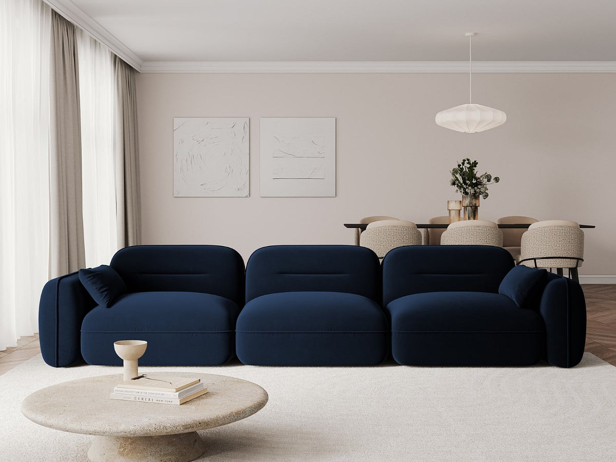 Canapé modulable 4 places bleu velours